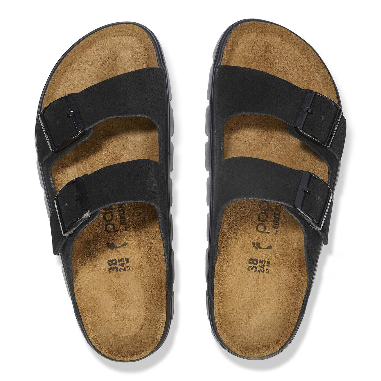 BIRKENSTOCK ARIZONA FLEX PLATEFORME CUIR DAIM NOIR