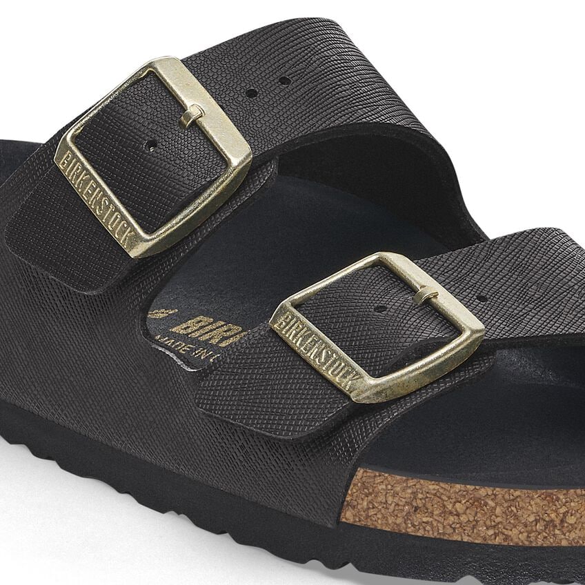 BIRKENSTOCK ARIZONA BIRKO-FLOR SAFFIANO NOIR