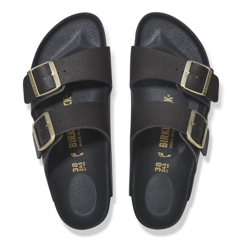 BIRKENSTOCK ARIZONA BIRKO-FLOR SAFFIANO NOIR