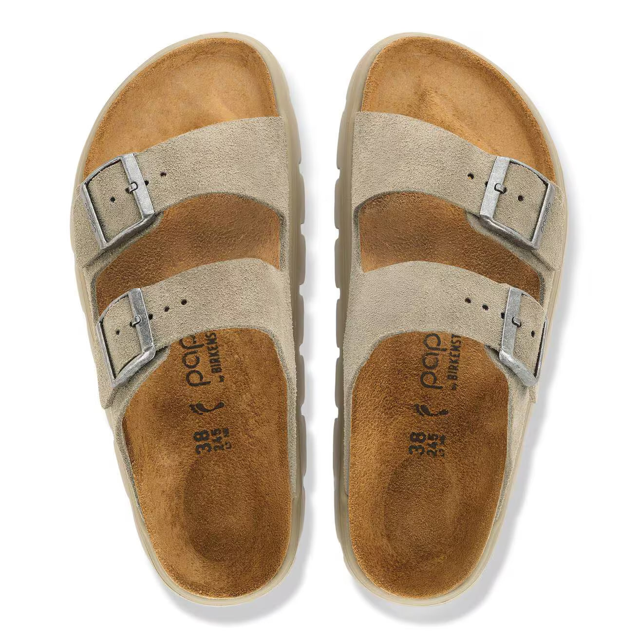 BIRKENSTOCK ARIZONA CHUNKY CUIR DAIM SABLE CHAUD