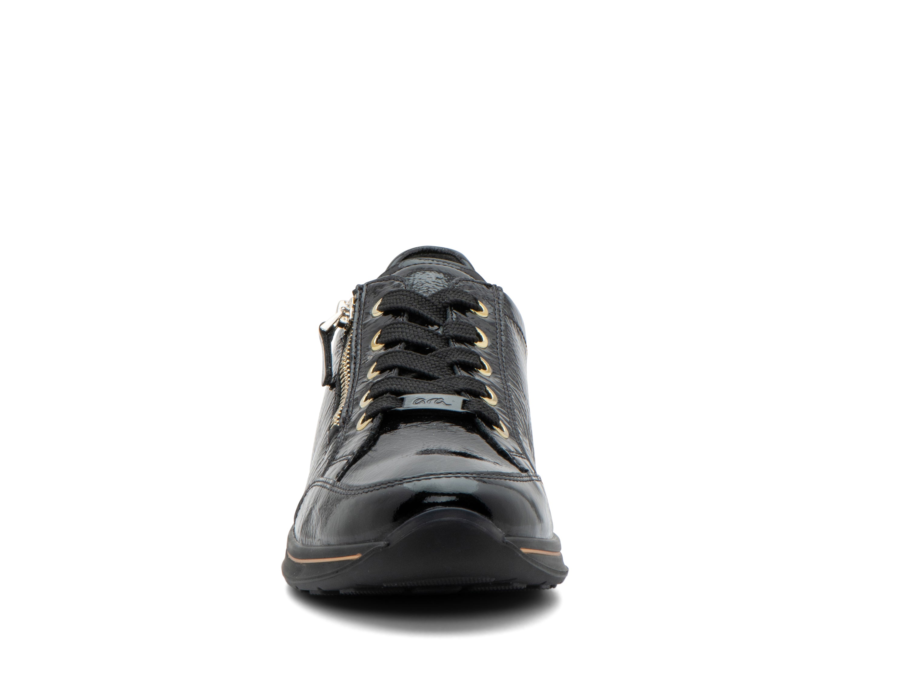 ARA SHOES Oleanna Lace Up Side Zip Sneaker Black Steel