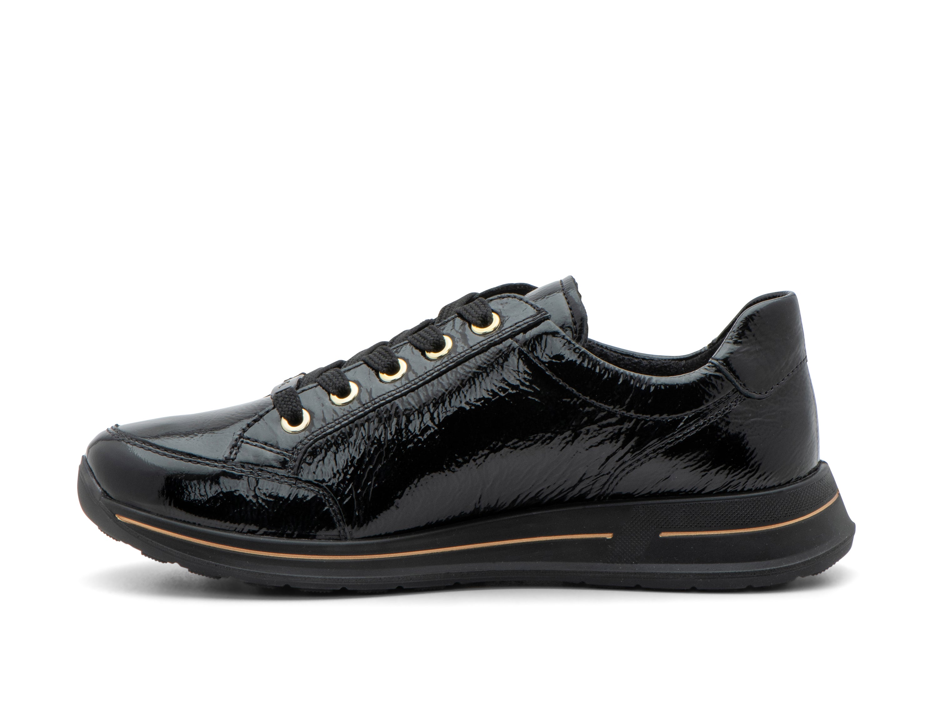 ARA SHOES Oleanna Lace Up Side Zip Sneaker Black Steel