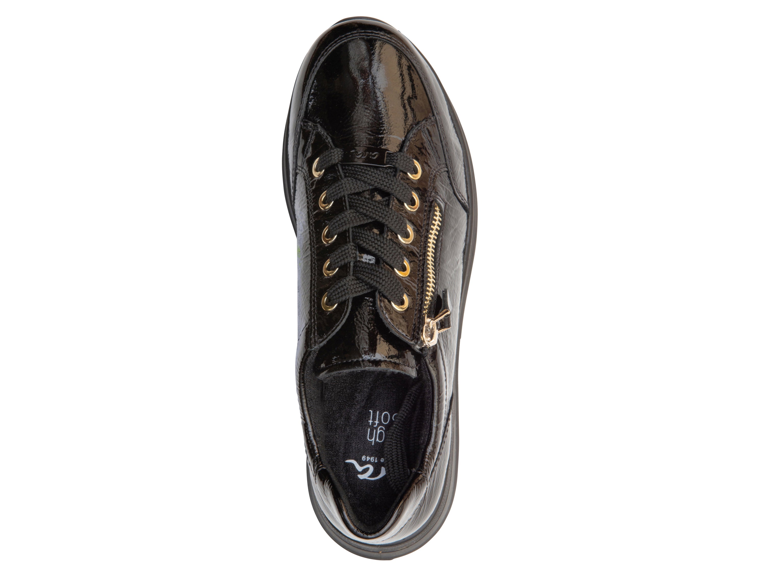 ARA SHOES Oleanna Lace Up Side Zip Sneaker Black Steel
