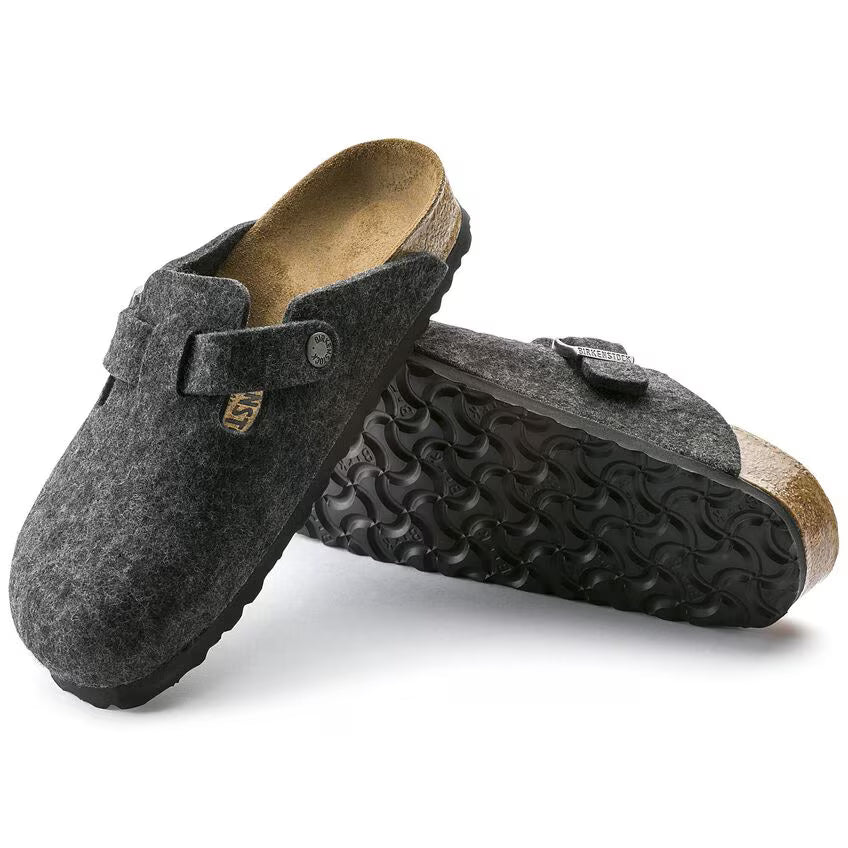 BIRKENSTOCK BOSTON WOOL FELT ANTHRACITE