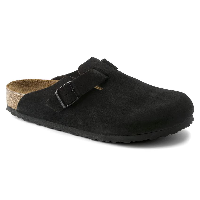 BIRKENSTOCK BOSTON SOFT FOOTBED BLACK SUEDE LEATHER
