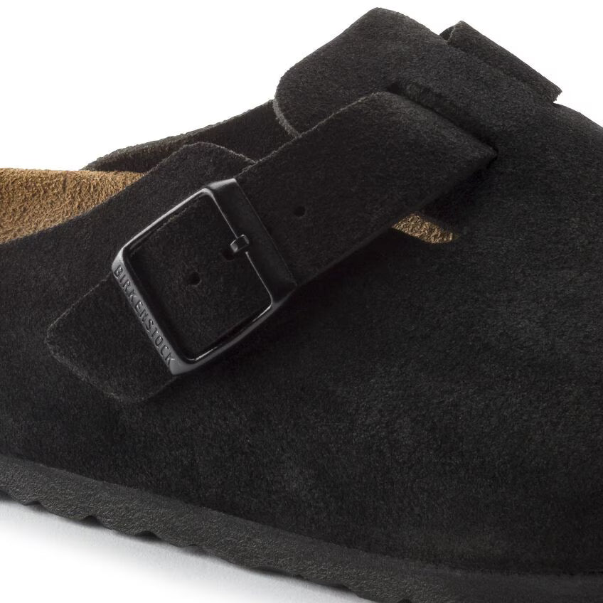 BIRKENSTOCK BOSTON SOFT FOOTBED BLACK SUEDE LEATHER