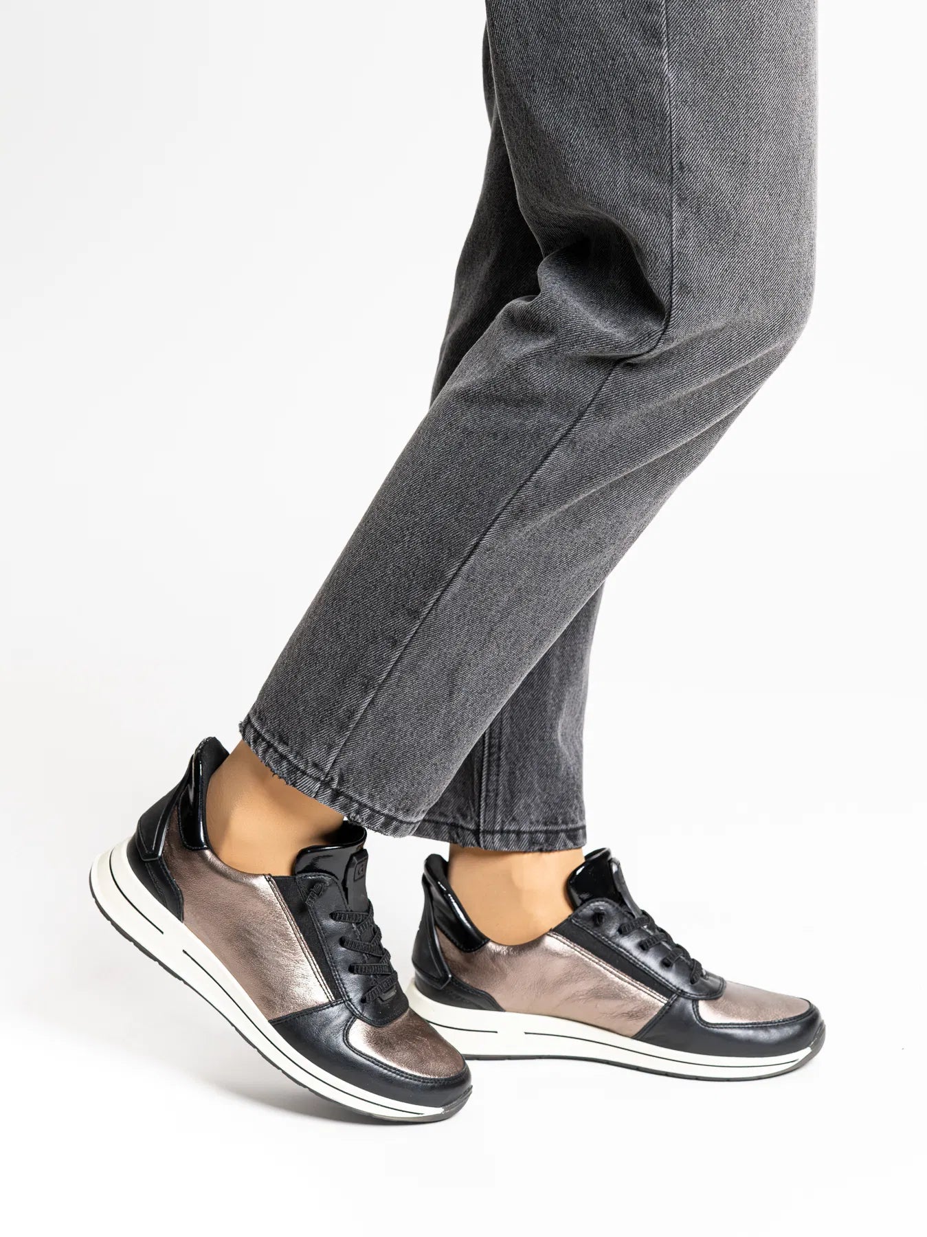 ARA SHOES Ovation Elastic Lace Up Cashemere Calf Leather