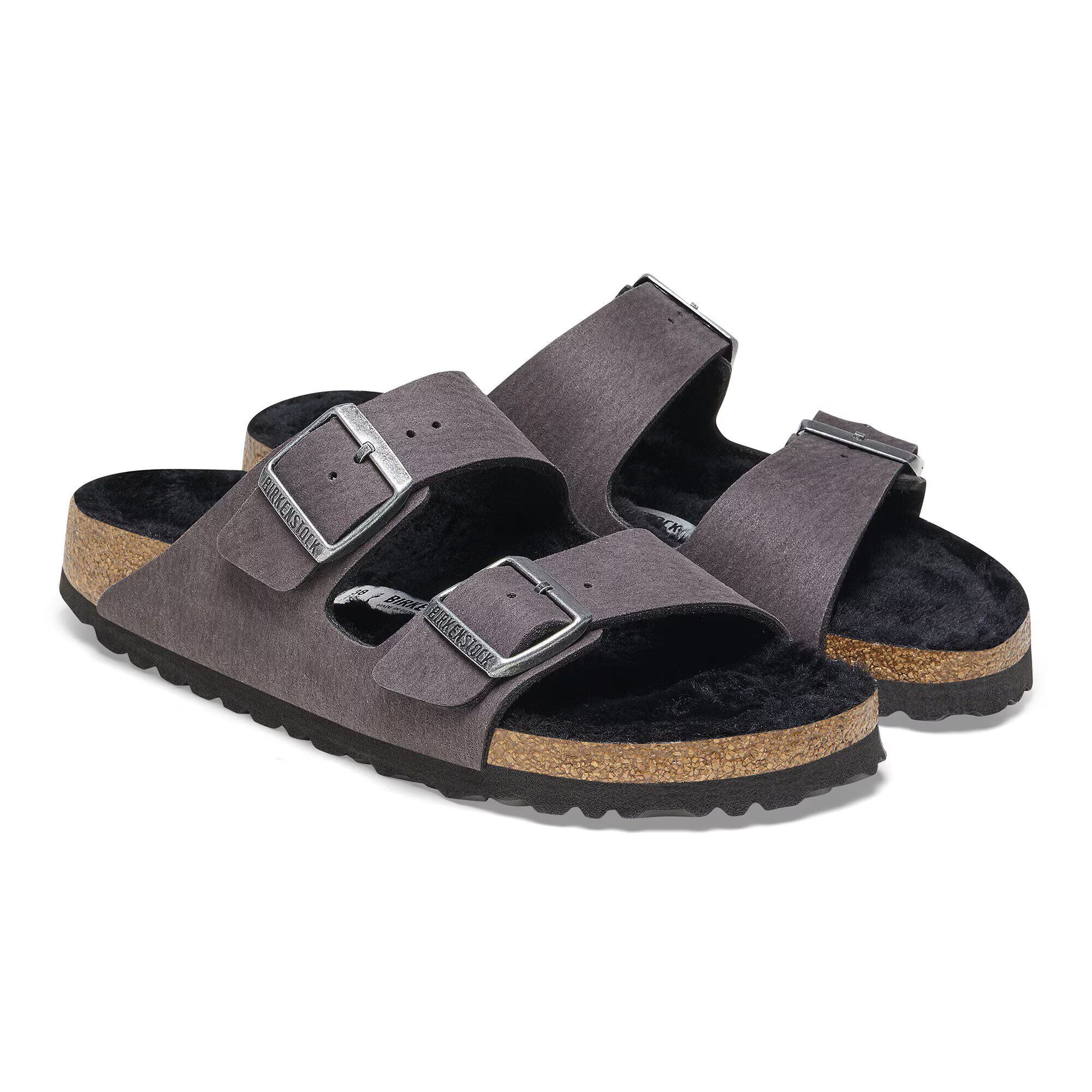 BIRKENSTOCK ARIZONA SHEARLING DUST BLACK