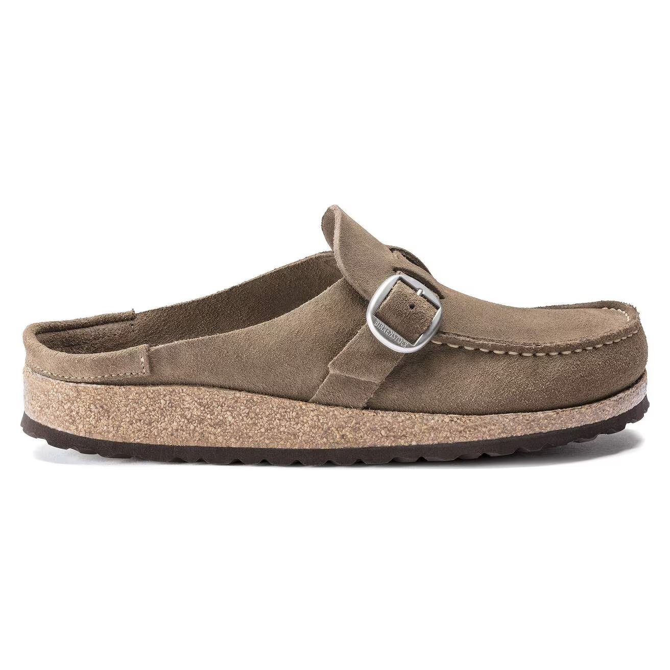 SABOTS BIRKENSTOCK BUCKLEY EN CUIR DAIM GRIS TAUPE 