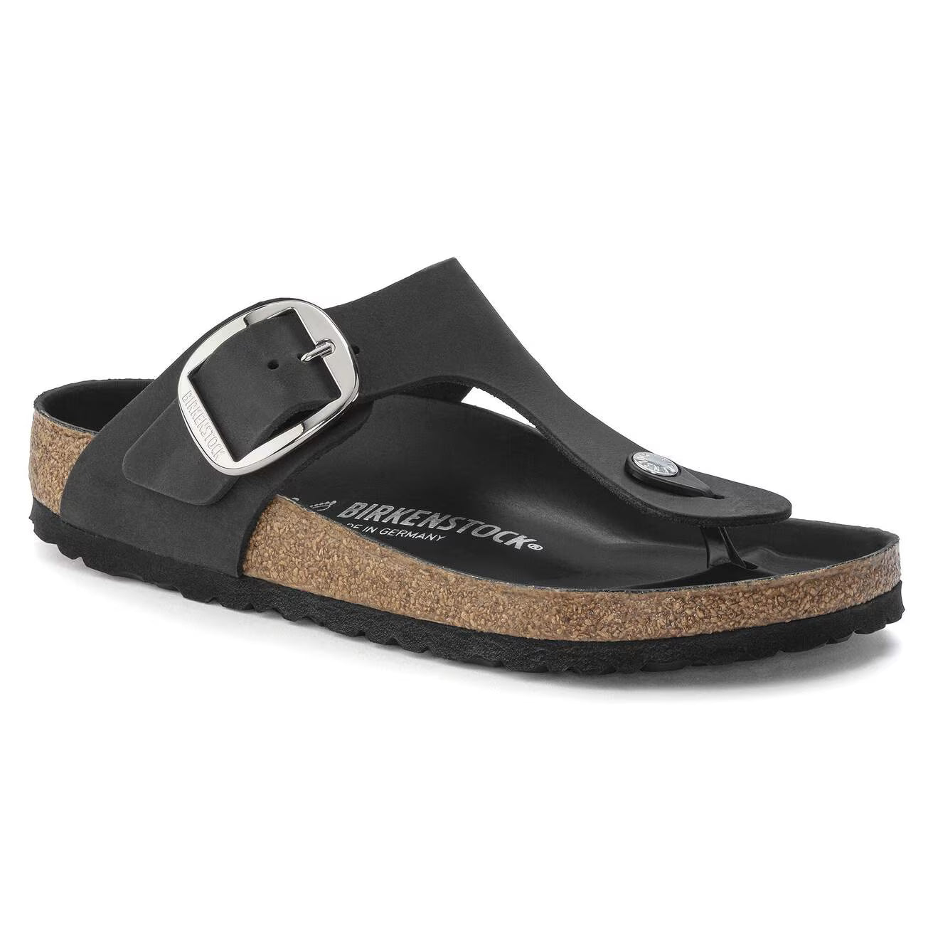 BIRKENSTOCK GIZEH BIG BUCKLE CUIR HUILÉ NOIR