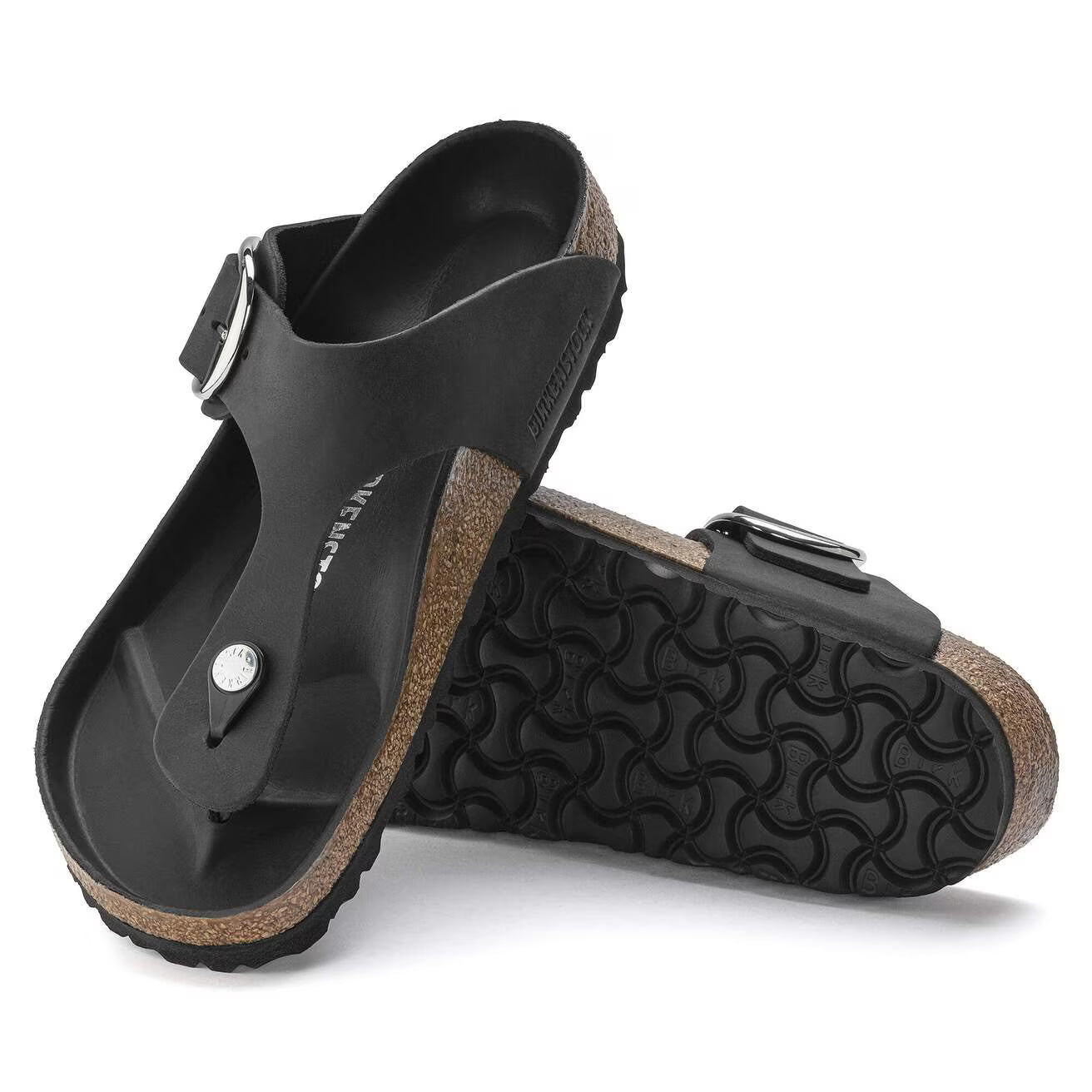 BIRKENSTOCK GIZEH BIG BUCKLE CUIR HUILÉ NOIR