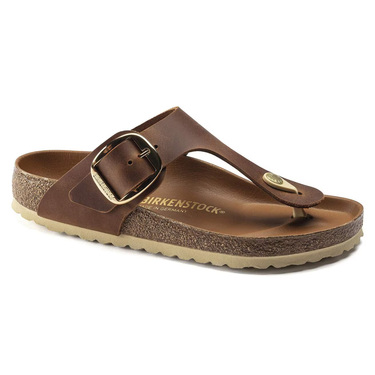 BIRKENSTOCK GIZEH BIG BUCKLE CUIR HUILÉ COGNAC