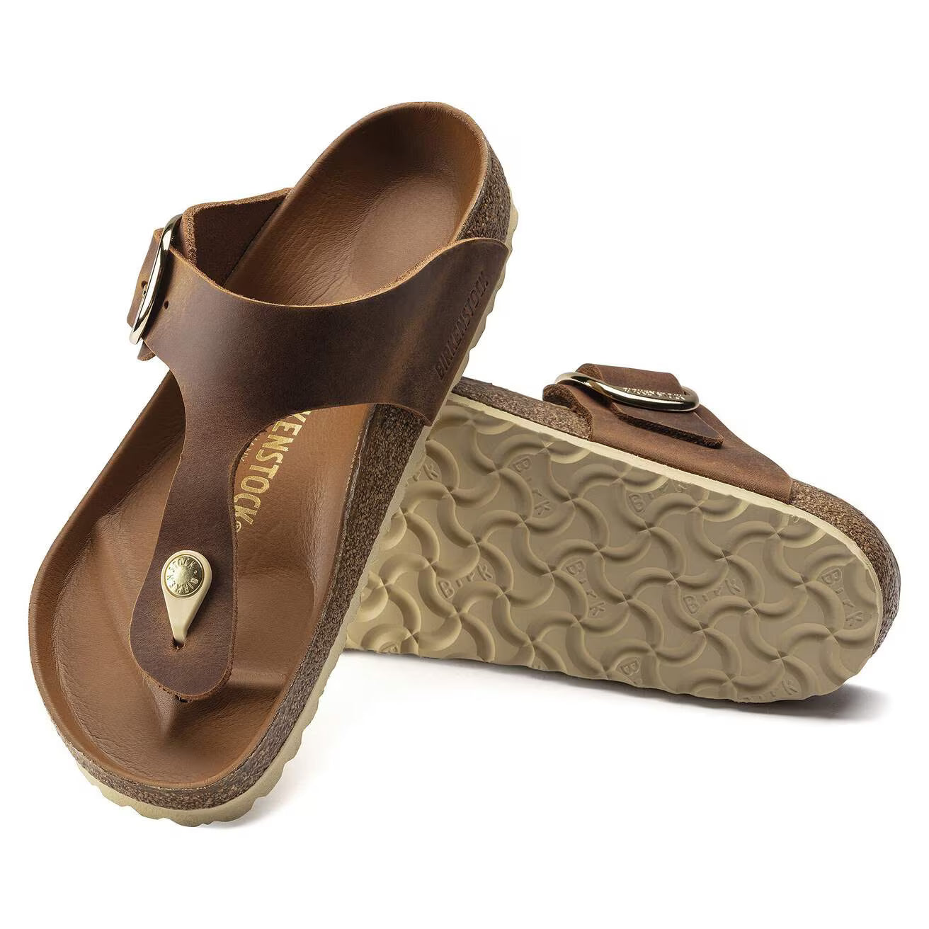 BIRKENSTOCK GIZEH BIG BUCKLE CUIR HUILÉ COGNAC