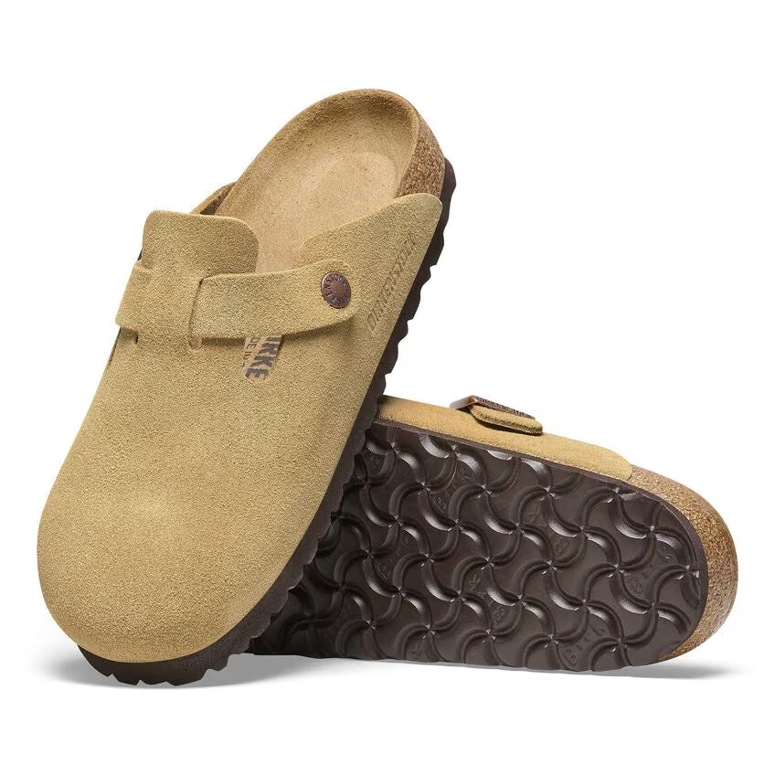 Birkenstock Boston Suede Leather - Latte Cream