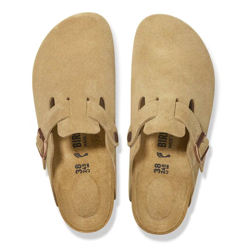 Birkenstock Boston Suede Leather - Latte Cream