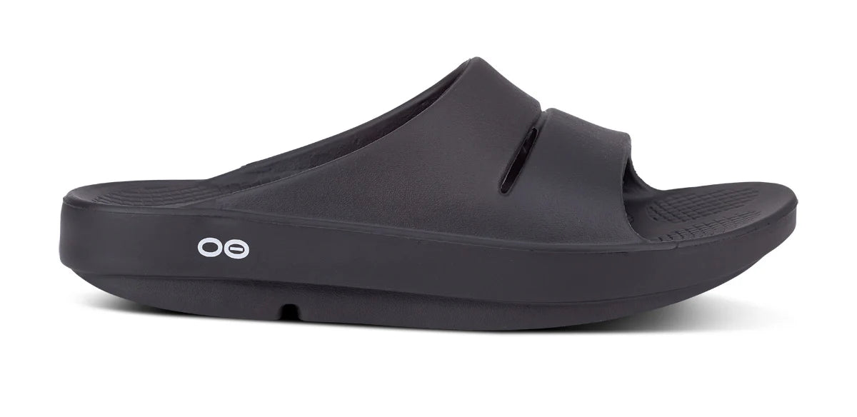 OOFOS OOahh Black Slide Sandal