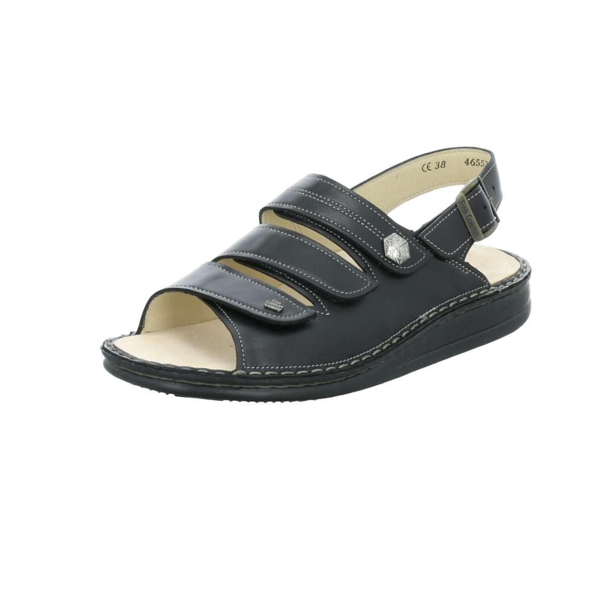 SANDALE FINN COMFORT JUIST EN CUIR NOIR SOUPLE
