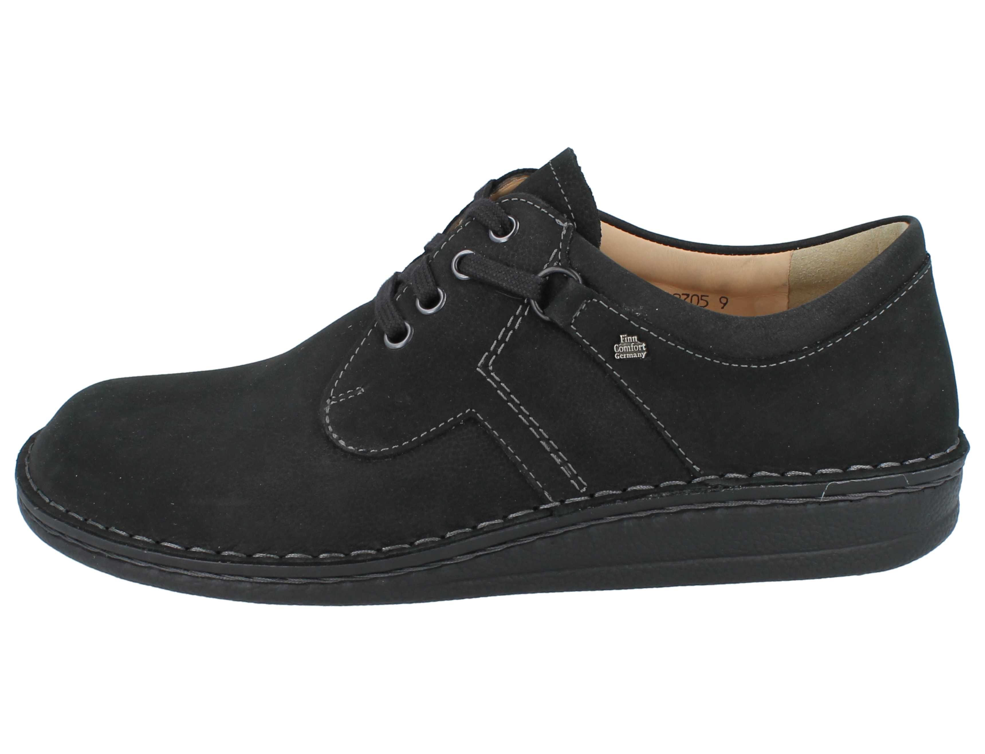 FINN COMFORT VAASA À LACETS EN DAIM NOIR