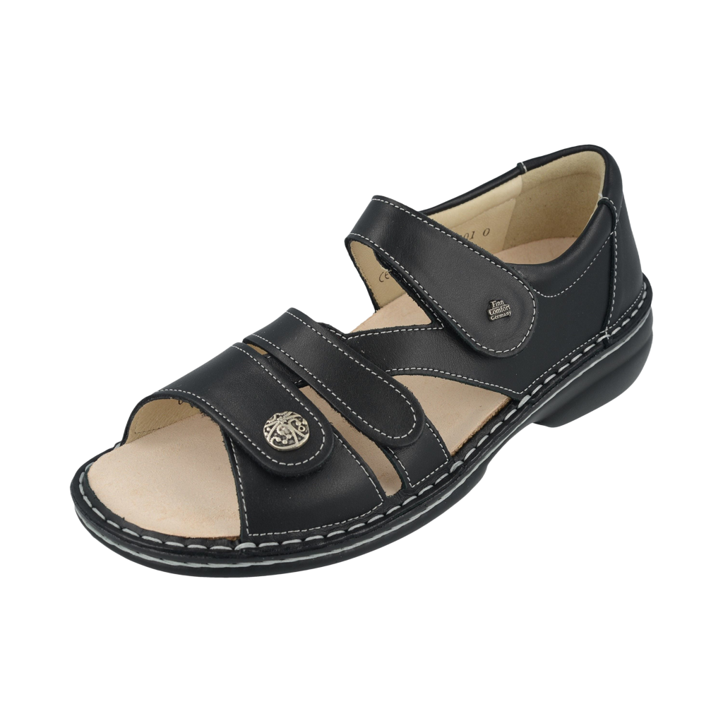 FINN COMFORT BIELLA CLOSED HEEL SANDAL SOFT BLACK NAPPA_