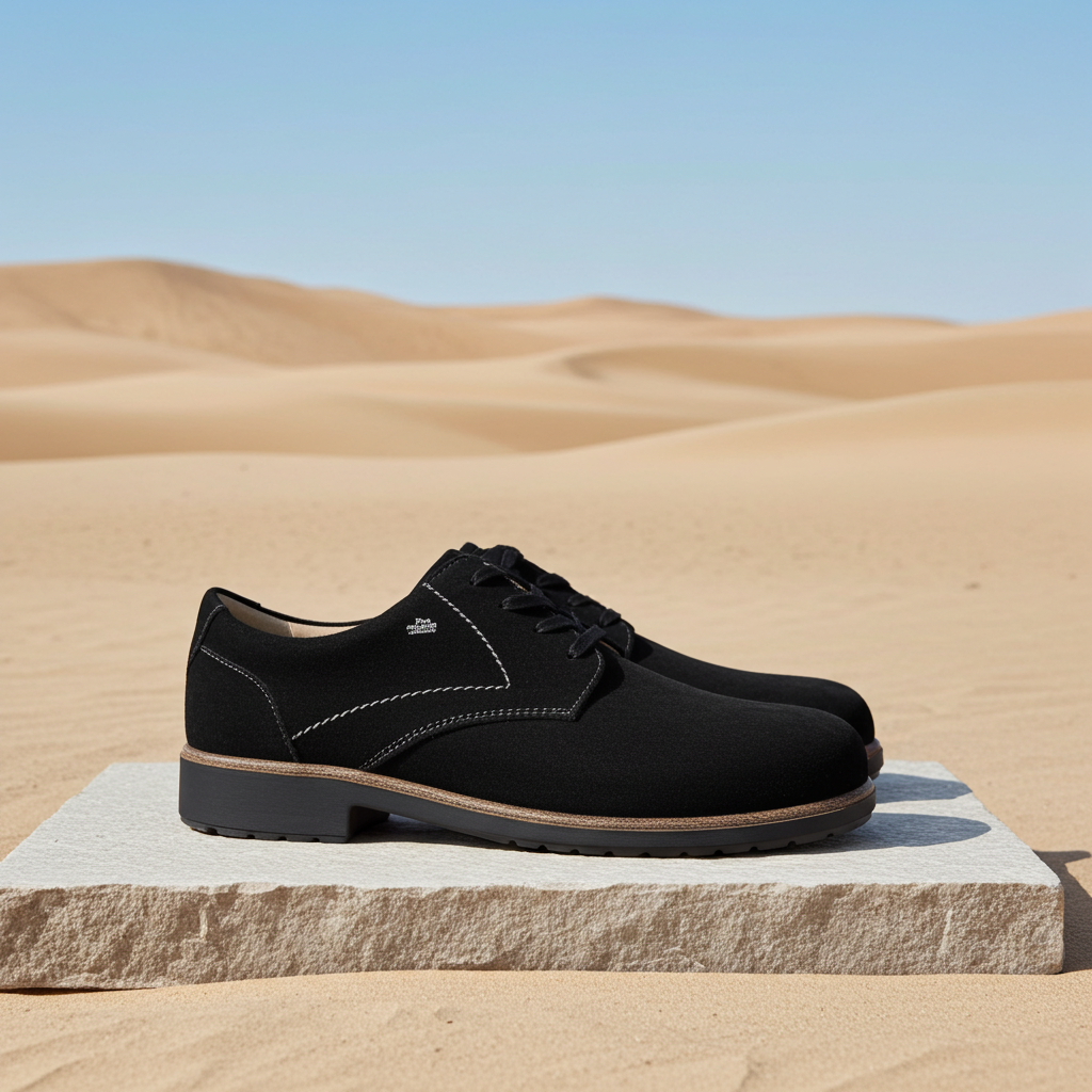 FINN COMFORT ELMHURST DERBY SHOE BLACK SUEDE