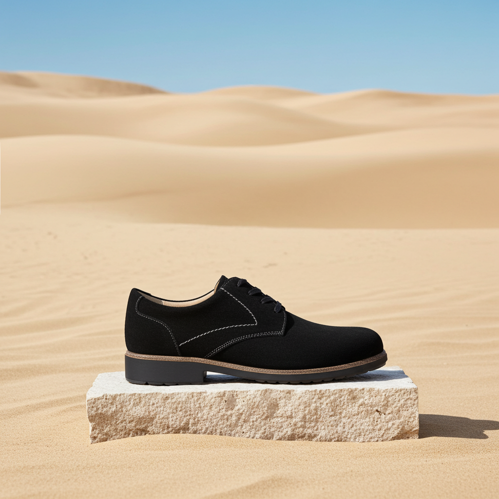 FINN COMFORT ELMHURST DERBY SHOE BLACK SUEDE