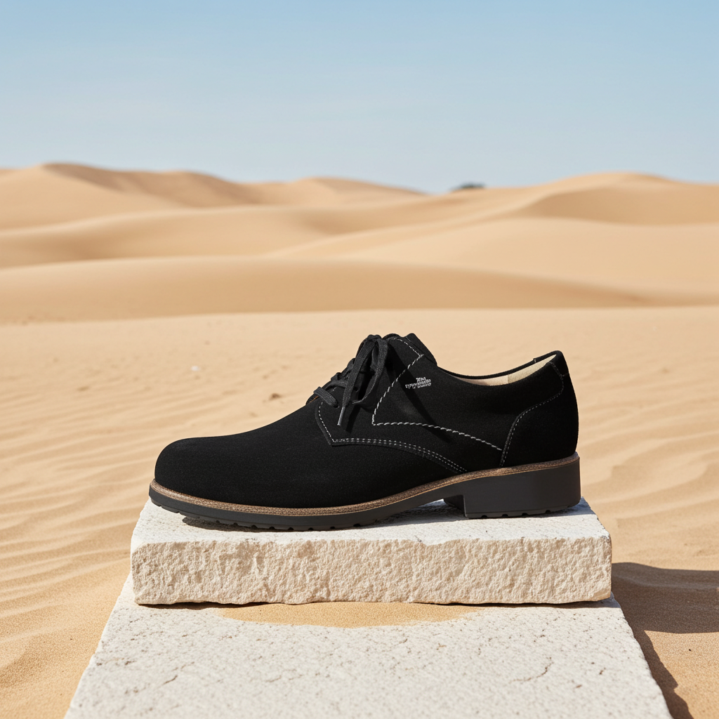 FINN COMFORT ELMHURST DERBY SHOE BLACK SUEDE