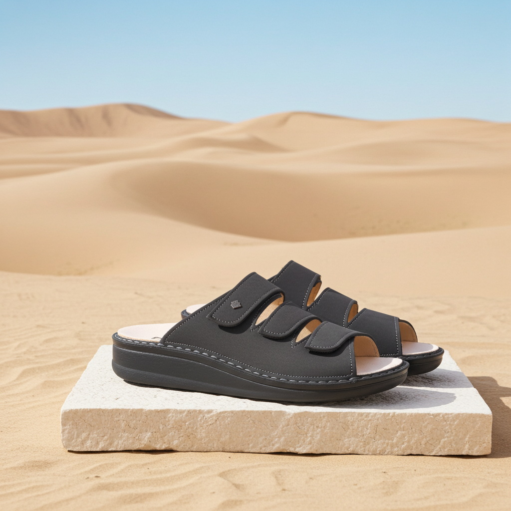 FINN COMFORT KORFU SANDAL BLACK BUGGY