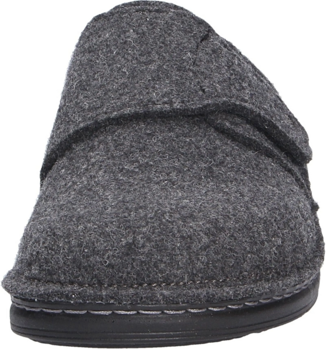 Gray slipper with a strap on a white background