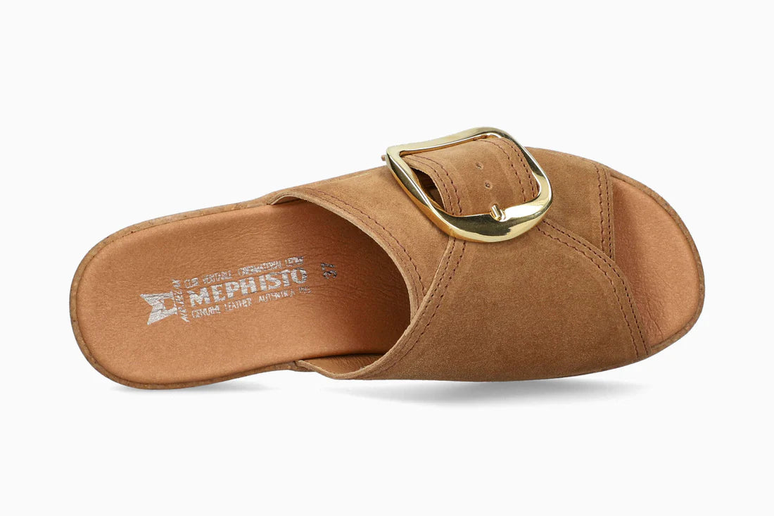 SANDALE À TALON MEPHISTO FOLINE EN DAIM TABAC