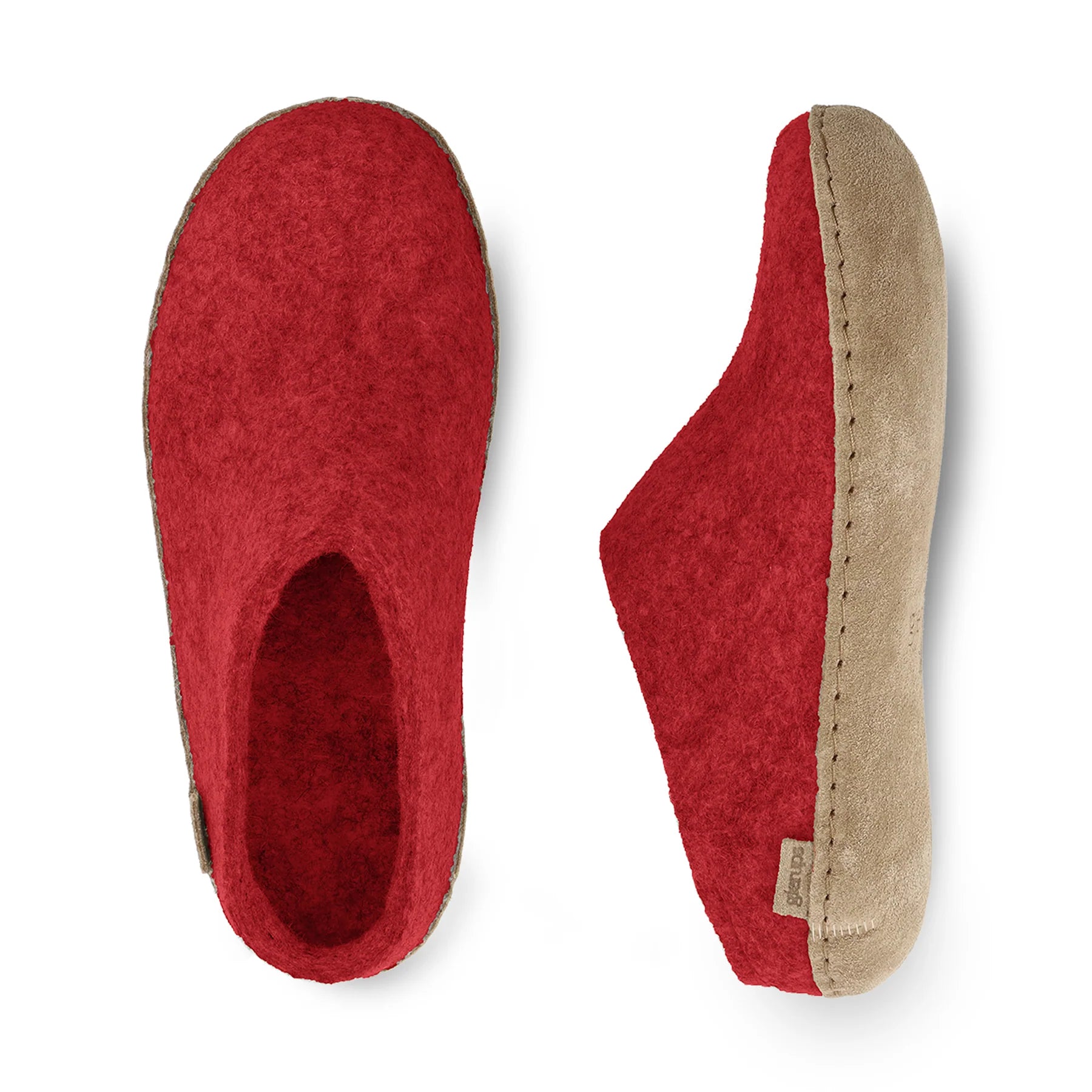 CHAUSSONS GLERUPS SLIP SUR CUIR ROUGE
