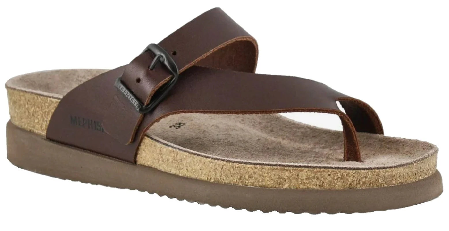 MEPHISTO HELEN THONG SANDAL CHESTNUT LEATHER