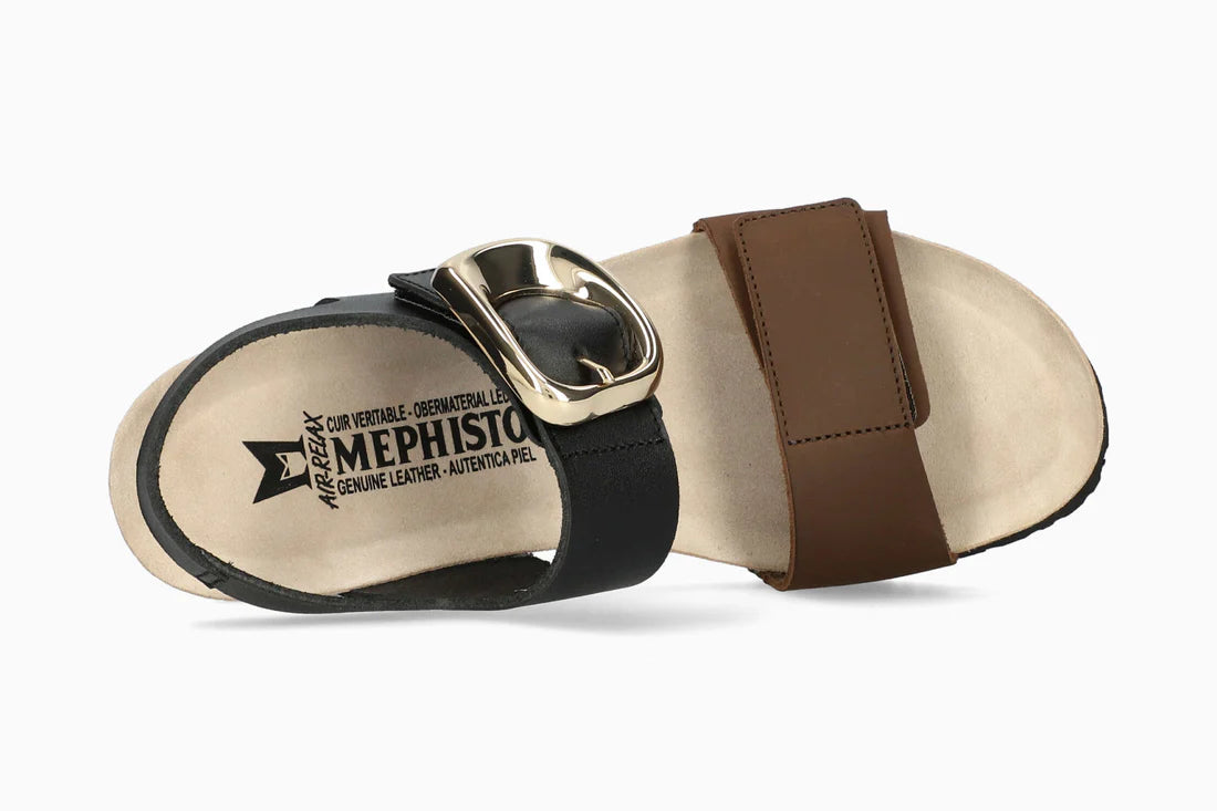SANDALE COMPENSÉE MEPHISTO LEANDRE COMBO MARRON FONCÉ