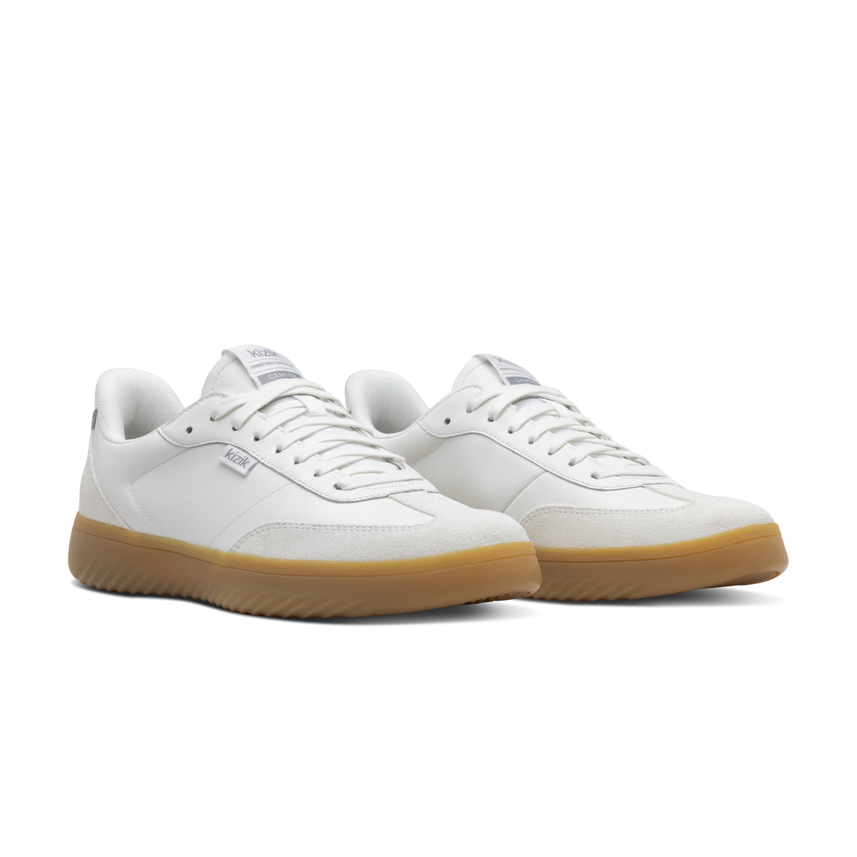 KIZIK Camden Men's Sneaker White sneakers with brown soles on a white background