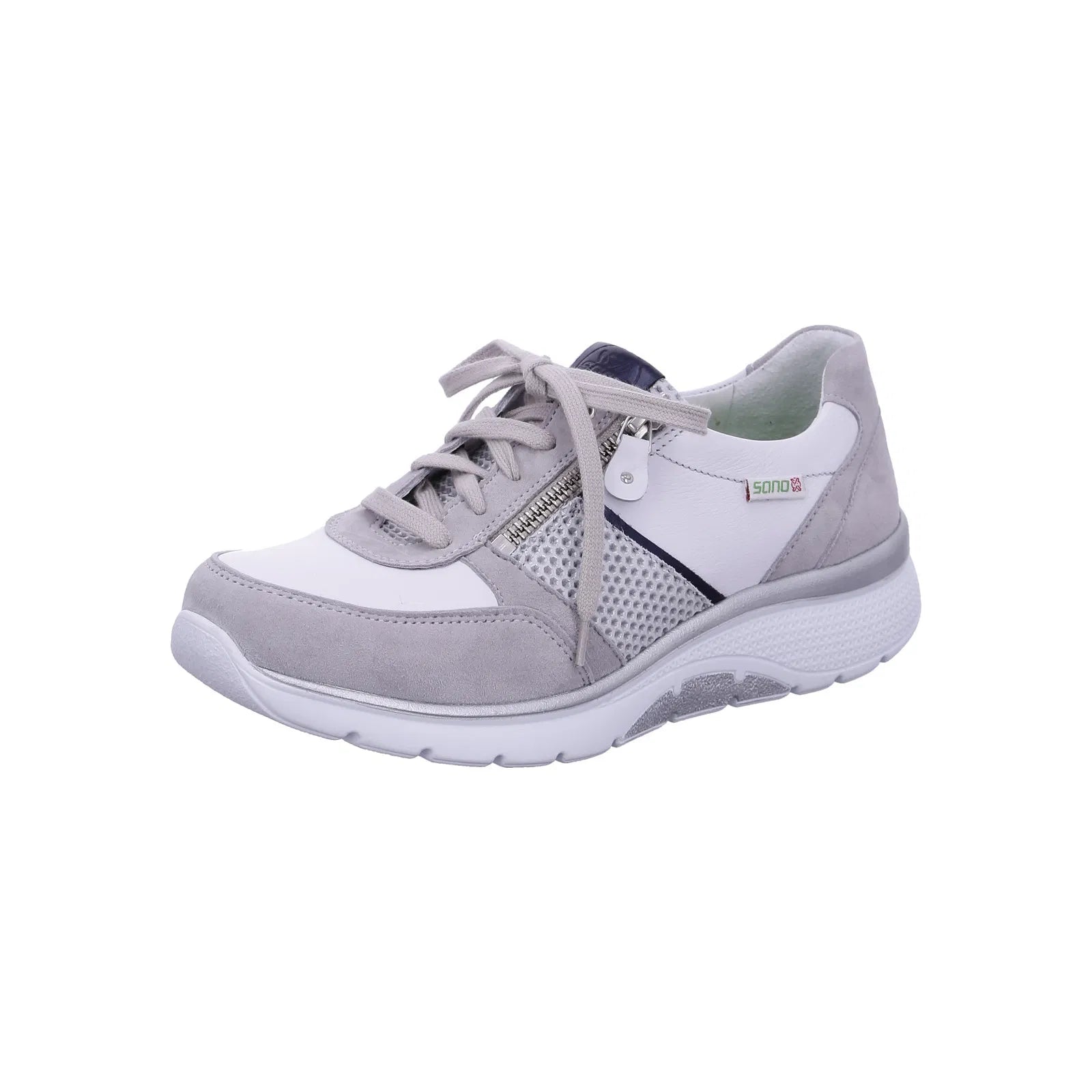 BASKETS MEPHISTO SANO IZAE EN CUIR GRIS CLAIR