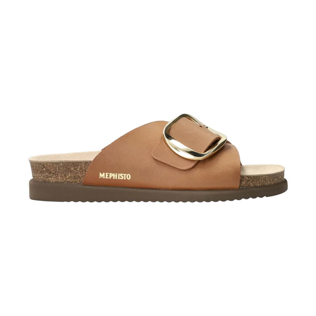 Brown sandal Mephisto Hariana Camel with gold buckle