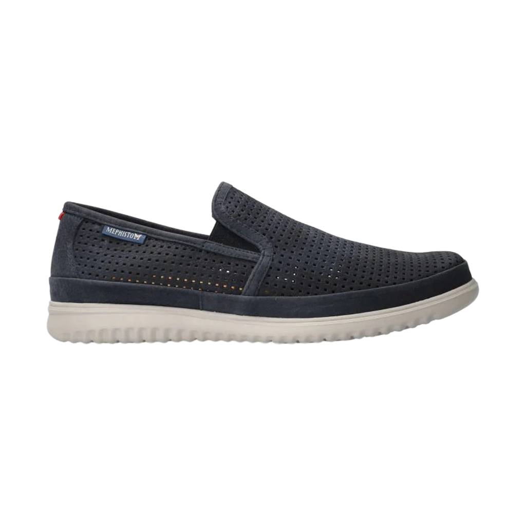 MEPHISTO Tiago men's navy slip-on loafer, side view