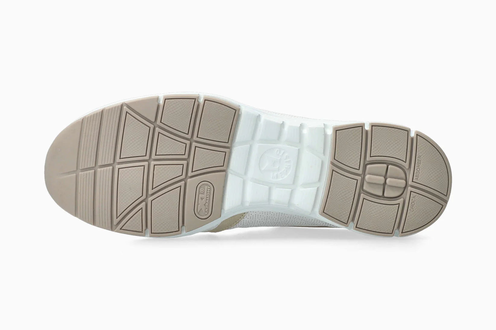 Mephisto Ylona women’s sneaker outsole view showing shock absorber sole. Shop now at Foot Sensation.