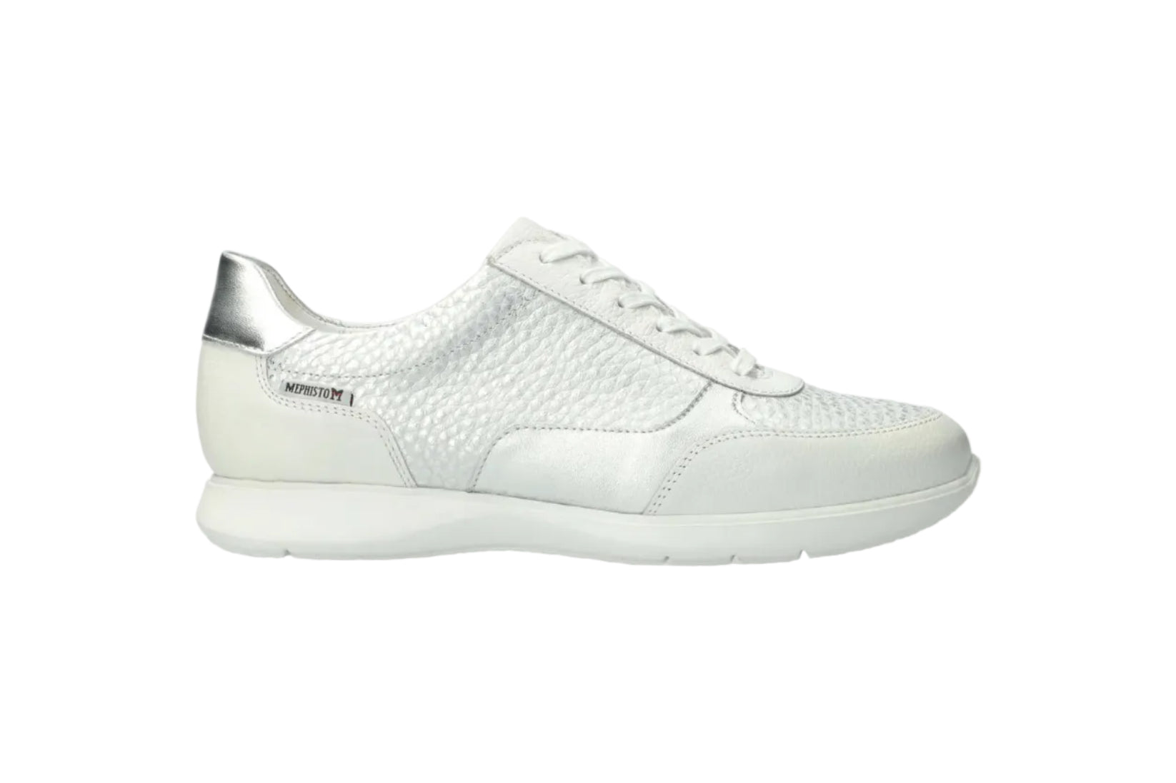 Mephisto Mendy women’s lace-up sneaker white ceylan pair view. Shop now at Foot Sensation.