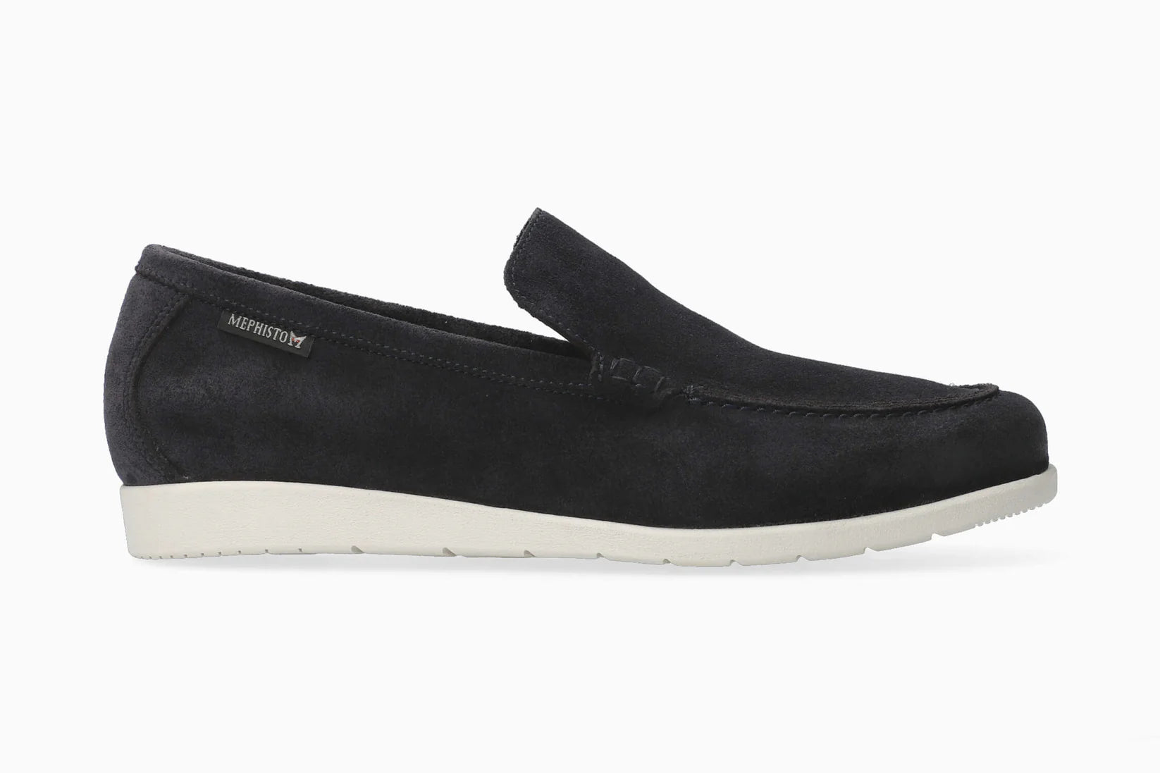 Blue Mephsito Valner Men's Loafer  slip-on shoe with a white sole on a white background