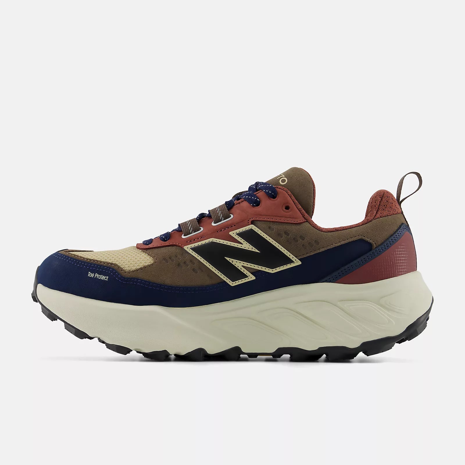 Multicolored sneaker with New Balance logo on a white background