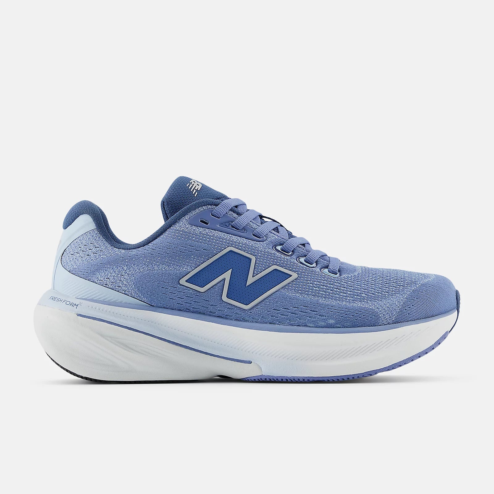 Blue running shoe with New Balance Fresh Foam X 860v15 on a light gray background