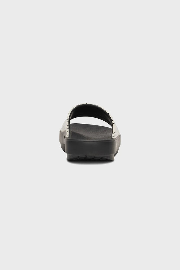 OOFOS OOahh Women's Slide Sandal Pebble backside sandal on a white background