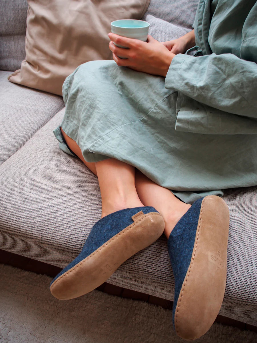 PANTOUFLES GLERUPS SLIP ON PANTOUFLES EN CUIR DENIM