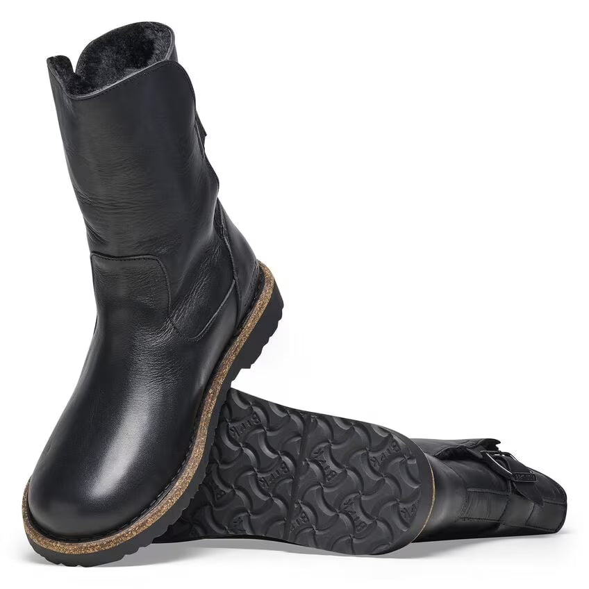 BIRKENSTOCK UPPSALA CUIR NOIR ET PEAU LAINE