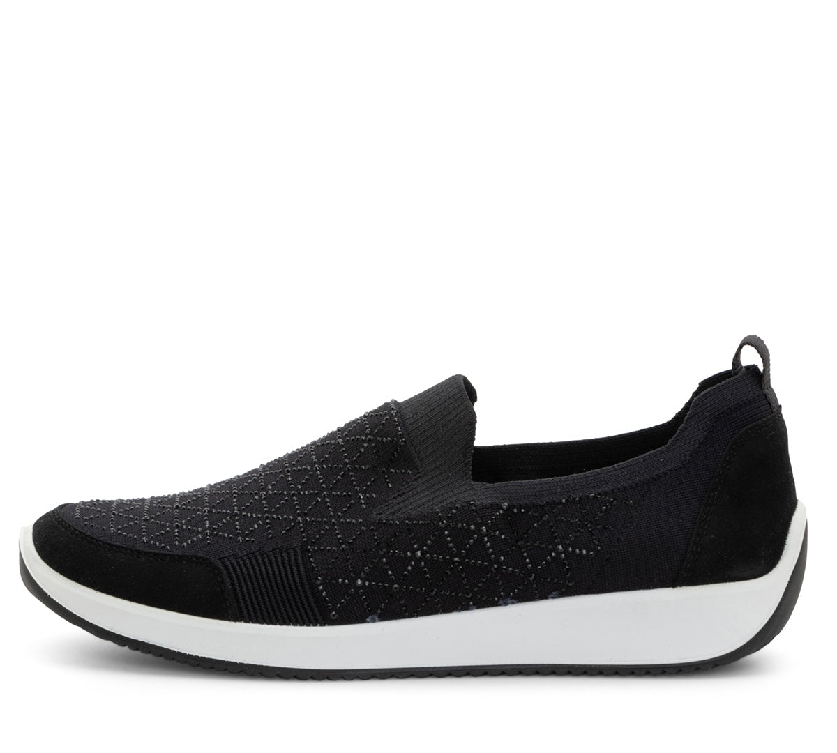 CHAUSSURES ARA LISBON SLIP ON NOIRES TISSÉES ET STRETCH