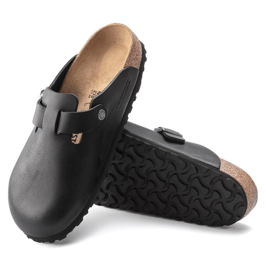 BIRKENSTOCK BOSTON GRIP VINTAGE WOOD BLACK LEATHER