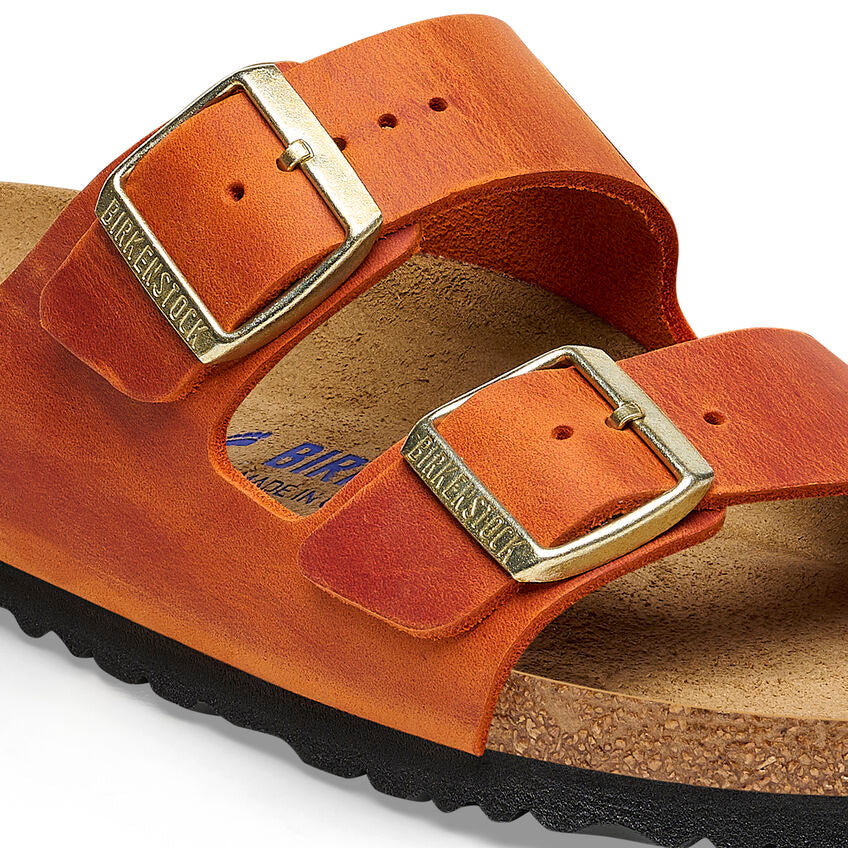 BIRKENSTOCK ARIZONA CUIR HUILÉ ORANGE BRÛLÉ