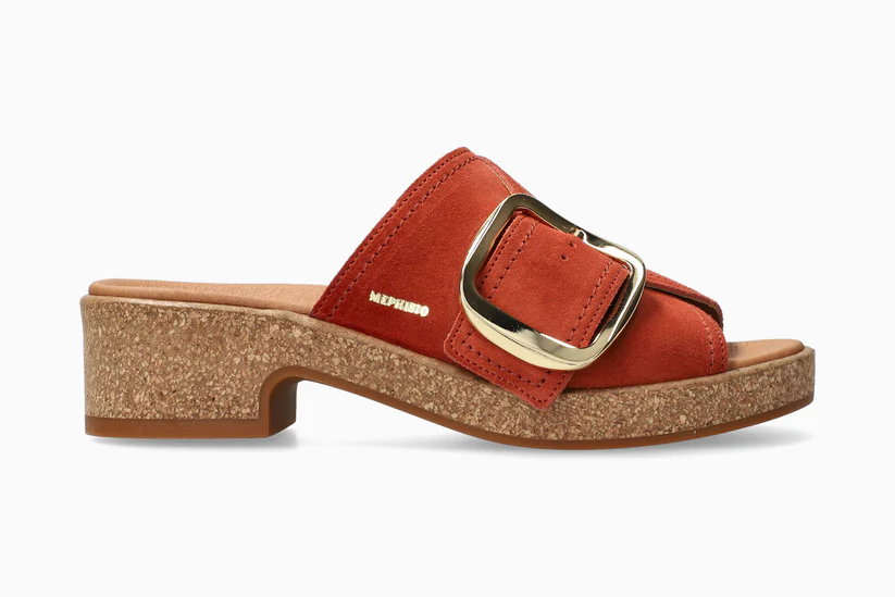 SANDALE À TALON MEPHISTO FOLINE EN DAIM CHILI (ROUGE)