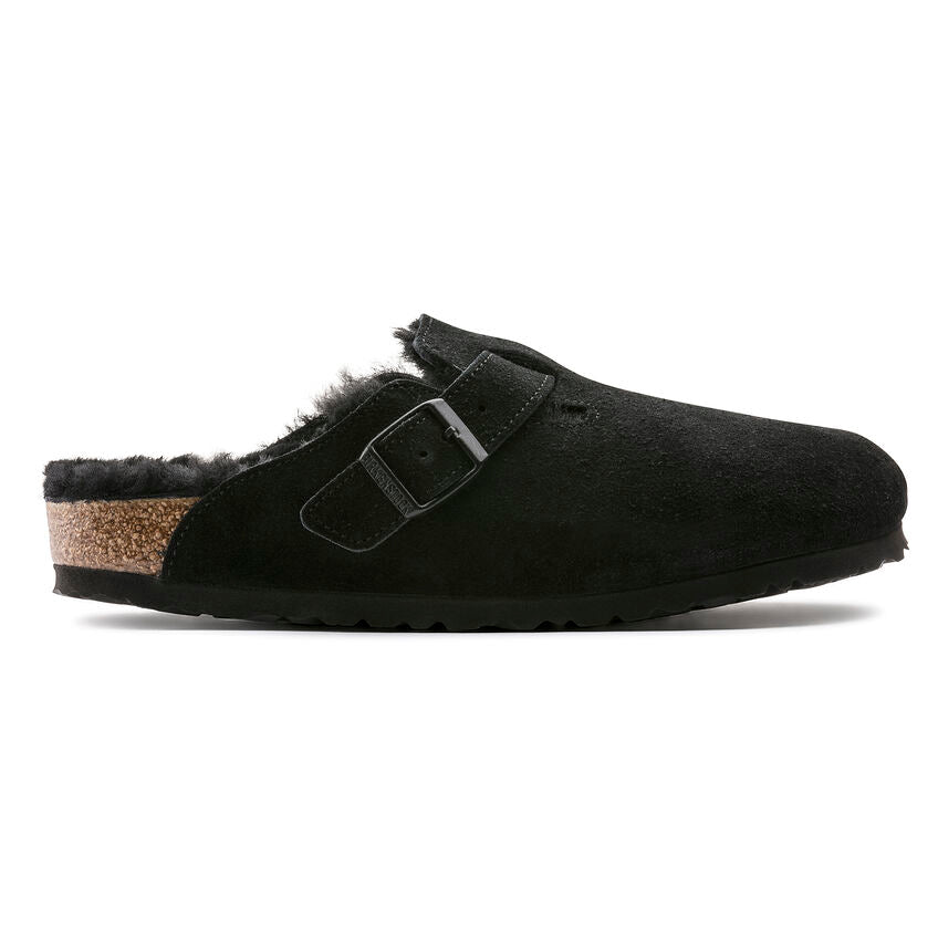 BIRKENSTOCK BOSTON SHEARLING BLACK SUEDE LEATHER