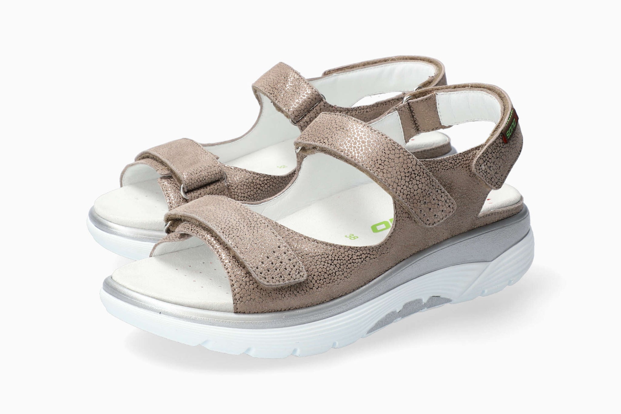 SANDALE MEPHISTO SANO NORINE CUIR TAUPE FONCÉ